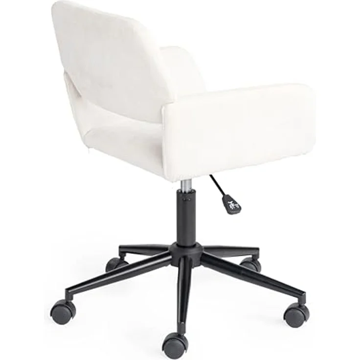 FurnitureR Beige Drehbarer Hocker, Moderne Ergonomie, Chenille-Polsterung, Höhenverstellbar, Platzsparende Möbel, Komfortabler Sitz, Home & Office – Bild 5