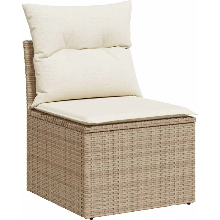 vidaXL 5-tlg. Garten-Sofagarnitur mit Kissen Beige Poly Rattan 3326149 – Bild 3