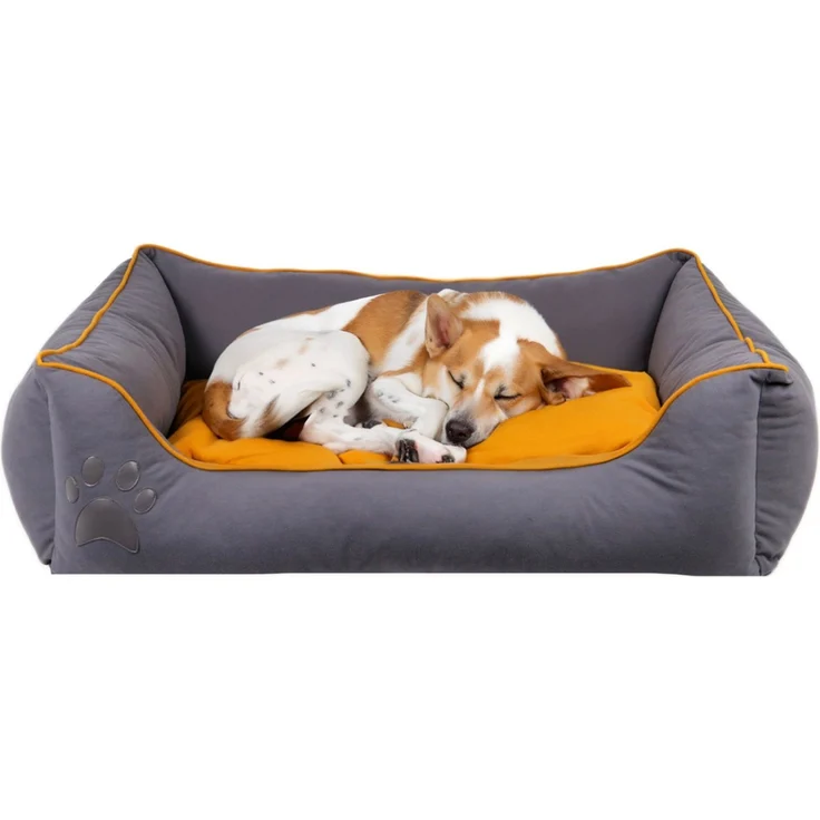 Paws & Whiskers 'Lucy Dog & Cat M - Grey, Mustard' Haustierbett, Grau / Senf, 55 x 75 x 20 cm – Bild 2