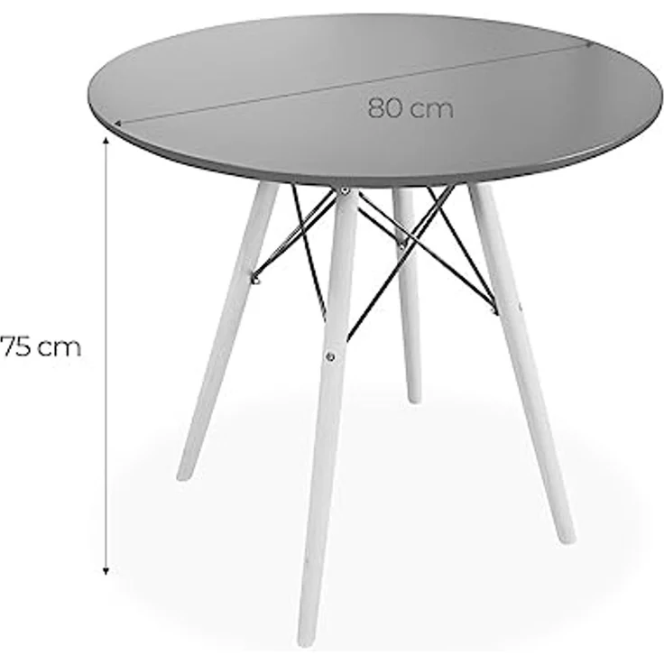Homey Weißer runder Esstisch oder Küchentisch, Modell Malmö, Melamin, 80 cm (L) x 80 cm (B) x 75 cm (H) – Bild 3