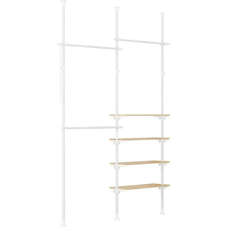 SoBuy KLS17-WN Garderobenständer, Metall, Pulverbeschichtung, Weiß, 151 x 214 x 54 cm