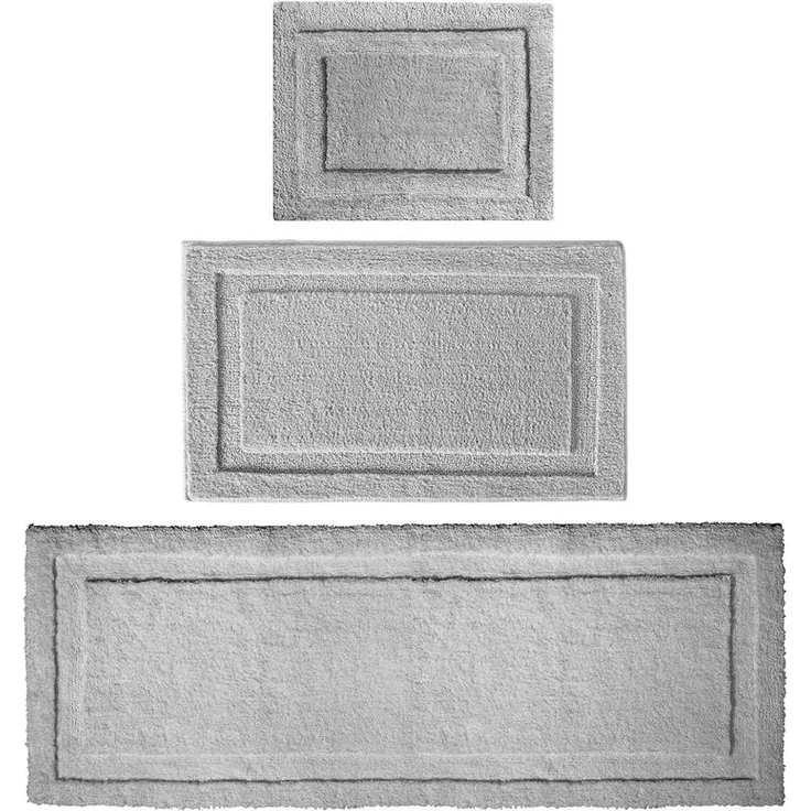 mDesign Badteppich Duschvorleger Fußmatte Mikrofaser 3er Set rutschfest grau – Bild 1