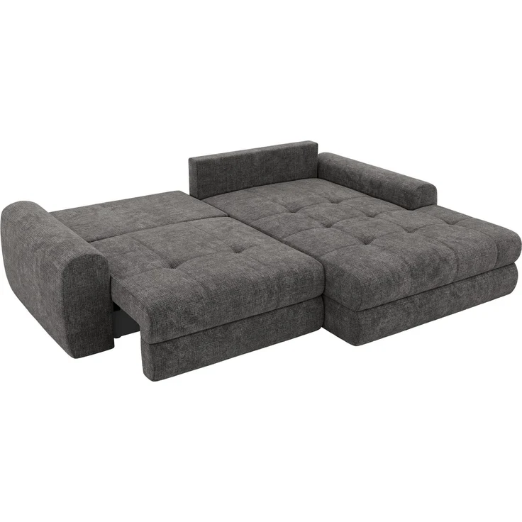 Sofa L-Form ARELIA L mit Schlaffunktion, Wohnzimmer Sofa, Wellenfederung, Sofa mit DL-System - Schenille grob gewebt Dunkelgrau - Links – Bild 11