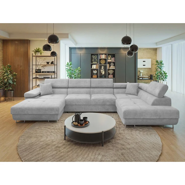 Wohnlandschaft Torezio Bis mit Bettkasten, Schlaffunktion und Einstellbare Kopfstützen (Farbe: Lumo 65, Seite: Rechts) – Bild 2