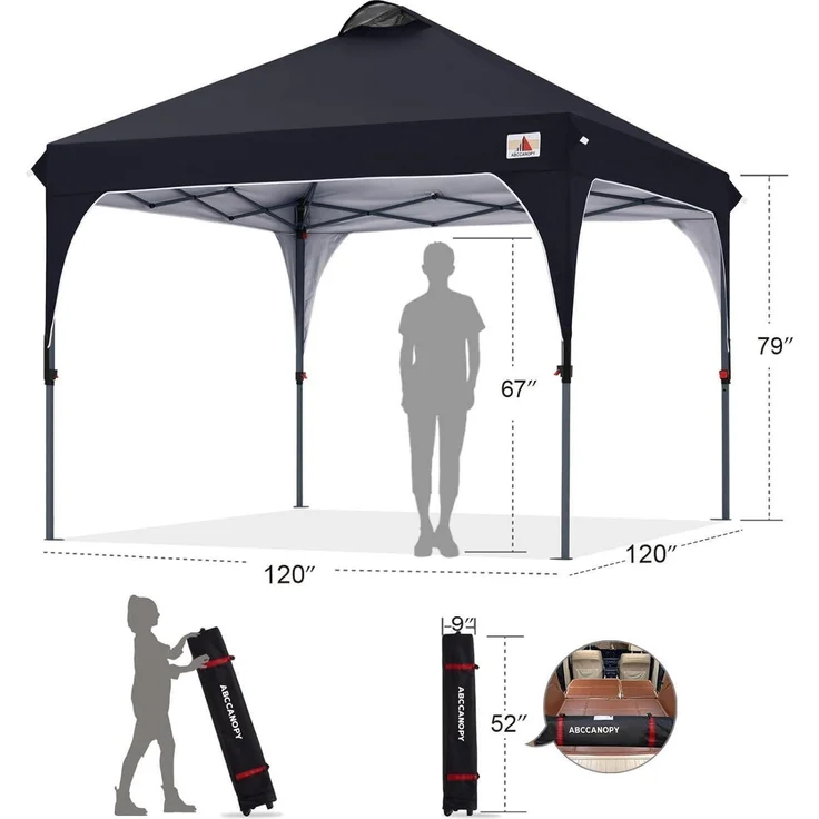 Wasserdichter Pop-Up Pavillon 3x3M Festival Sonnenschutz mit – Bild 2