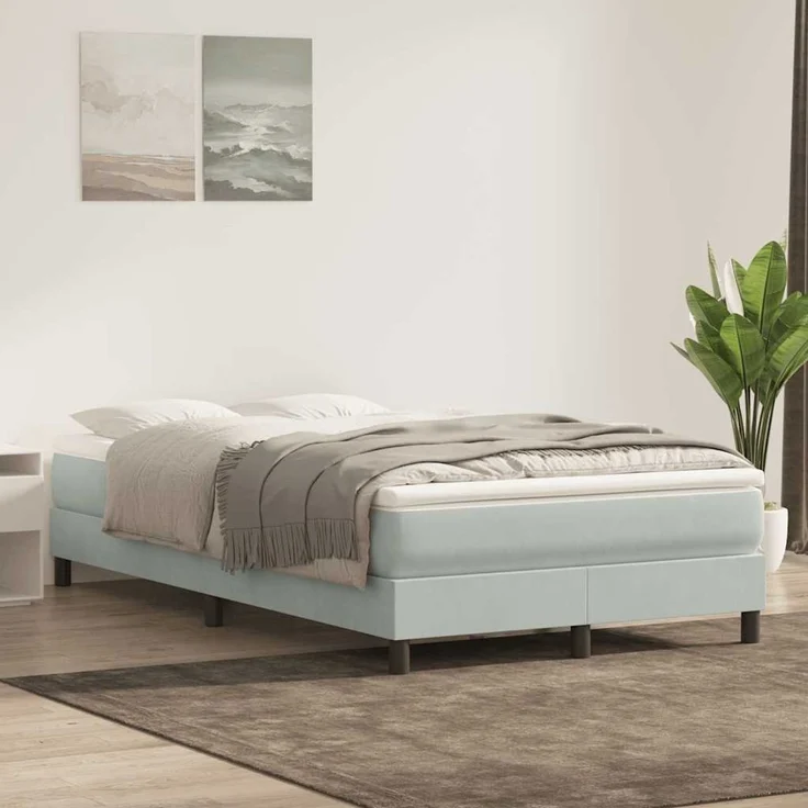 vidaXL Boxspringbett ohne Matratze Hellgrau 120x220 cm Samt 3315867 – Bild 1
