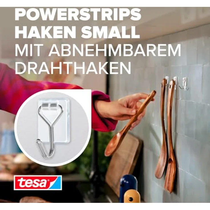 tesa Haken Powerstrips Drahthaken 3er-Set transparent – Bild 3