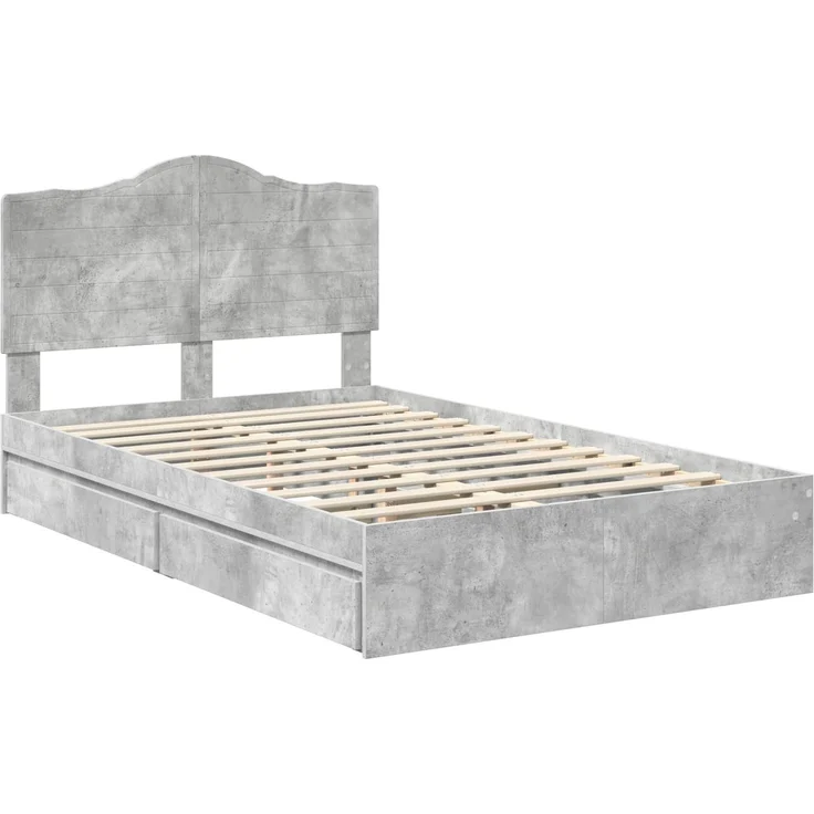 vidaXL Aufbewahrungsbett Beton Grau 135 x 190 cm Holzwerkstoff 3413516 – Bild 3