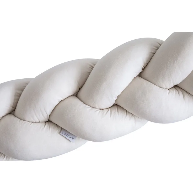 Loolay Nestchenschlange Geflochtenes Kissen Zierkissen Dekokissen Bettumrandung 100% BEIGE, (Zugluftstopper Zugluft Schlange Wickeltischumrandung Babybett Kinderzimmer Schutz, Wohndeko Bettschlange 100 150 200 300 400 cm & Länge auf Anfrage), Zugluftst...