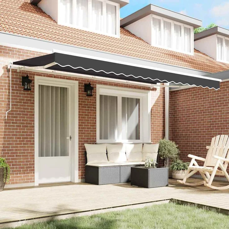 Einziehbare Markise, Sonnenmarkise Anthrazit 350x200 cm Stoff – Bild 3