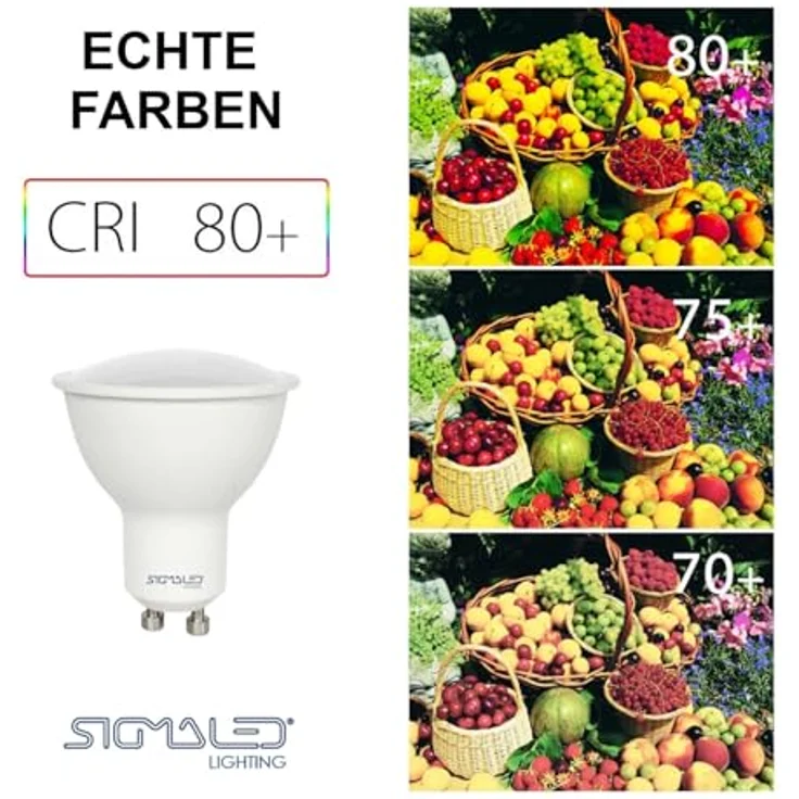 Sigmaled lighting, LED-Spots mit GU10-Sockel, 5 W (= 40 W), 400 Lumen, 120°-Winkel, LED-Leuchtmittel mit warmweißes Licht (2800 K), 50 x 57 mm, 6er-Pack – Bild 6