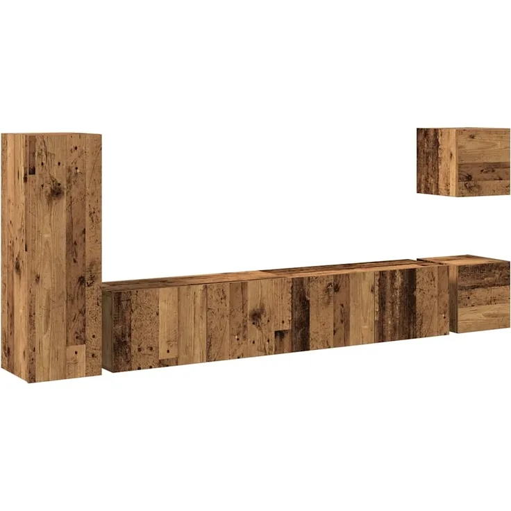 vidaXL 5-tlg. TV-Schrank-Set Wandmontage Altholz-Optik Holzwerkstoff 3329199