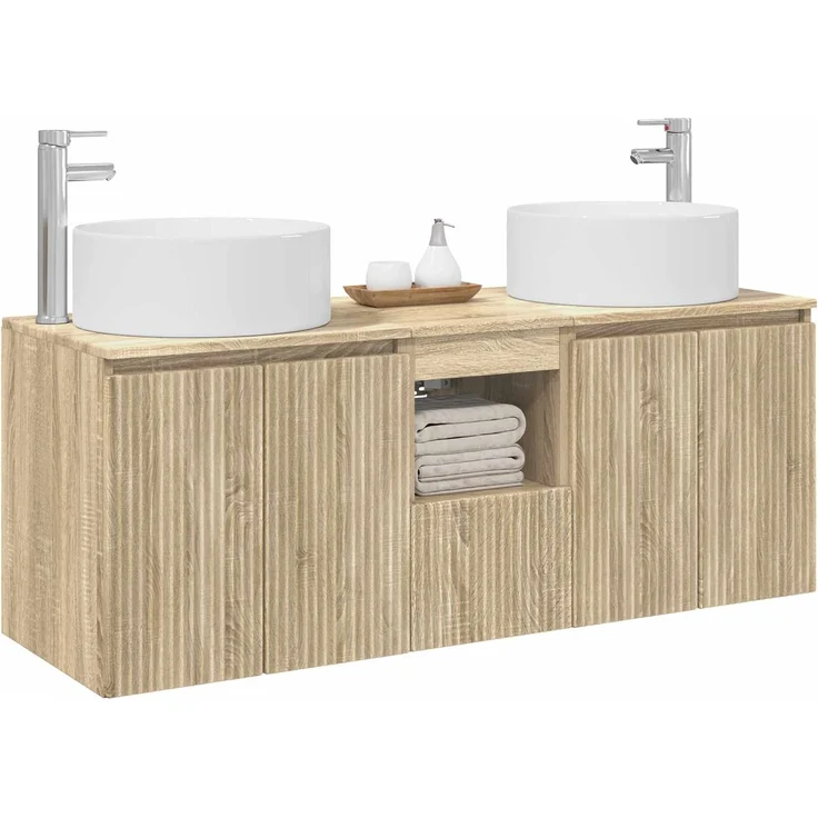 vidaXL Badezimmerschrank-Set 3 stk. Sonoma-Eiche 129 x 44,5 x 80 cm 3405739 – Bild 3