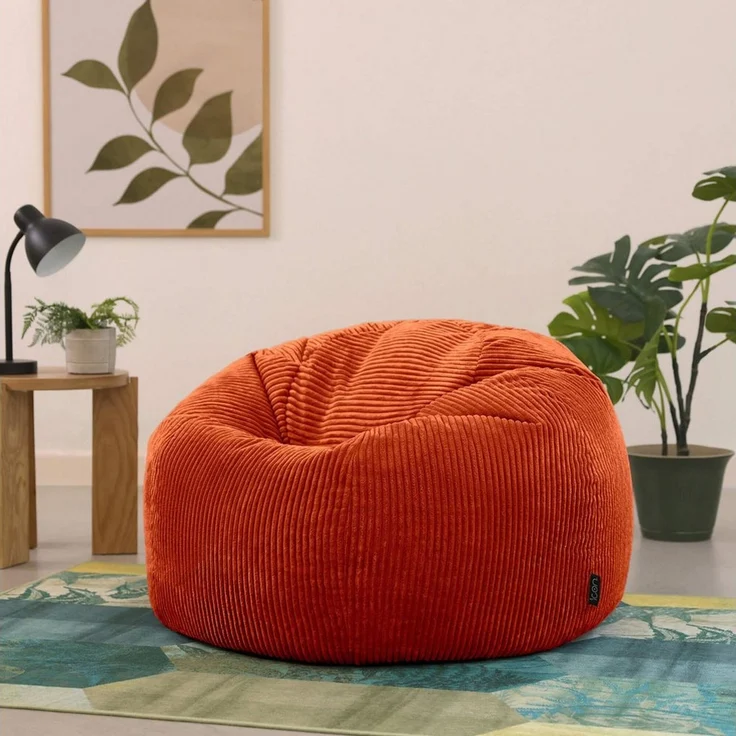Icon Kingston Sitzsack Cord, Orange, Sitzsack Erwachsene mit Füllung, Bean Bag, Cord Sessel, Lounge Sessel, Lounge Stuhl, Schlafzimmer, Wohnzimmer, Wohnzimmer Möbel – Bild 3