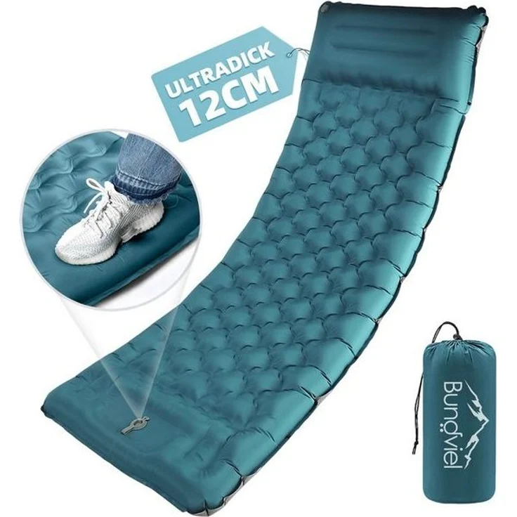 Bundviel Luftbett Camping Selbstaufblasend 12cm Dicke Luftmatratze Utraleicht mit Fußp – Bild 4