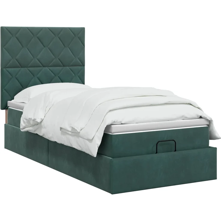 vidaXL Ottoman Bett mit Matratze Dunkelgrün 100 x 200 cm Samt 3457776 – Bild 3