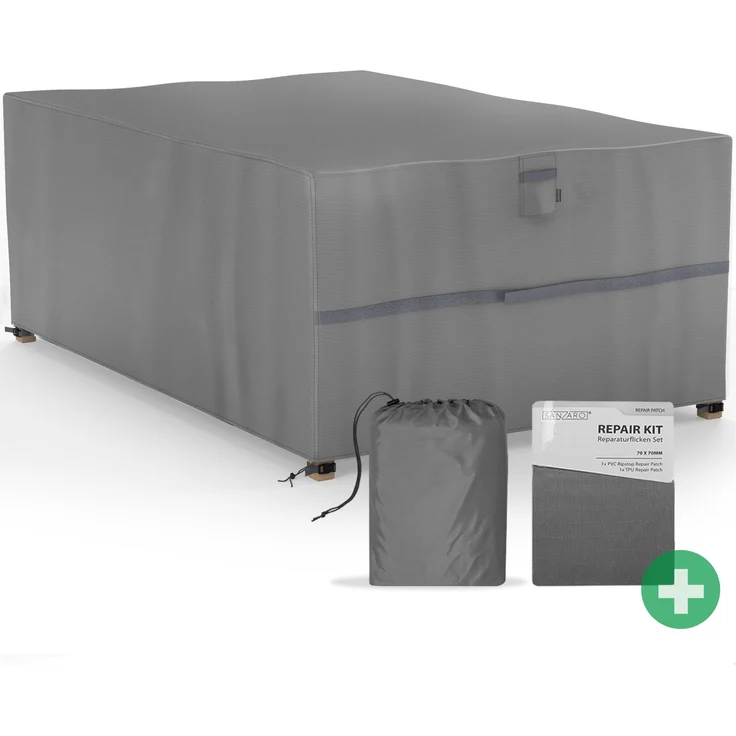 SANZARO 'Premium' Abdeckung Gartenmöbel, winterfest, Polyester grau, 270 x 180 x 90 cm – Bild 1
