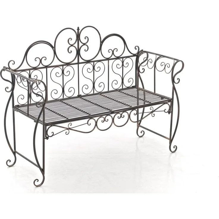 Gartenbank LENAR - Metall Bronze 128x46x94 cm | Metallbank Garten 2 Seitzer Bank Terrasse Vintage Antik Gartenbank
