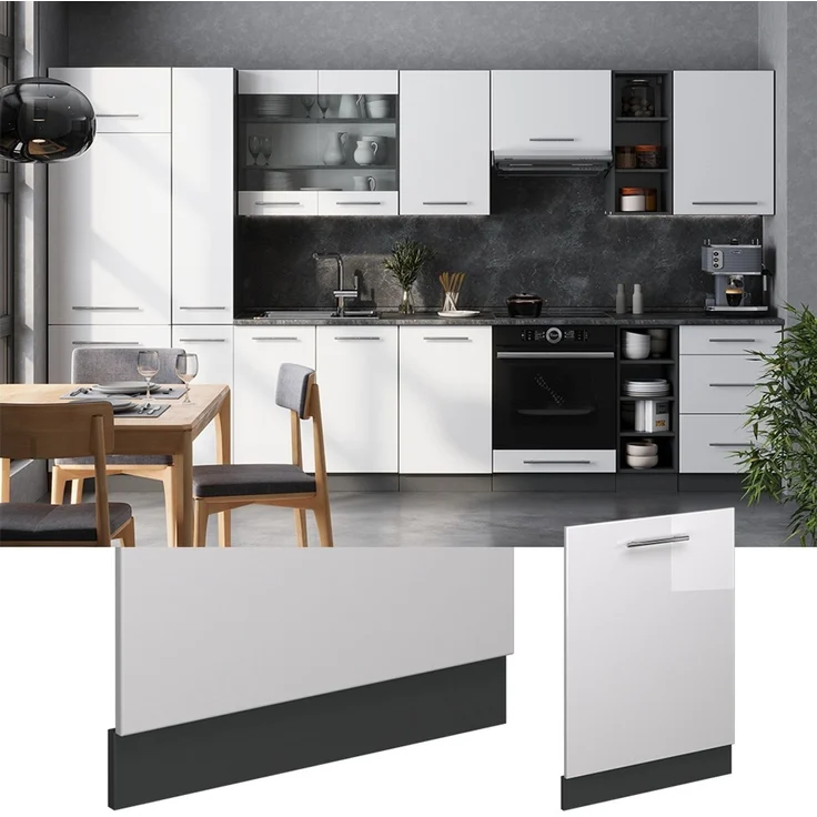 Geschirrspülblende Fame-Line Weiß Hochglanz 60 cm ohne Arbeitsplatte Vicco – Bild 3
