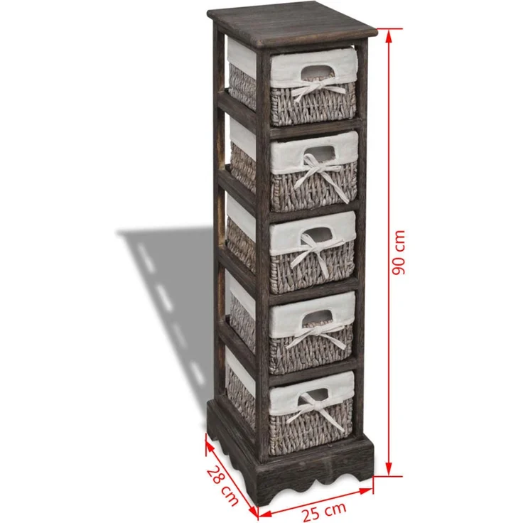 vidaXL Korbregal Holz mit 5 Körben Braun 240801 – Bild 5
