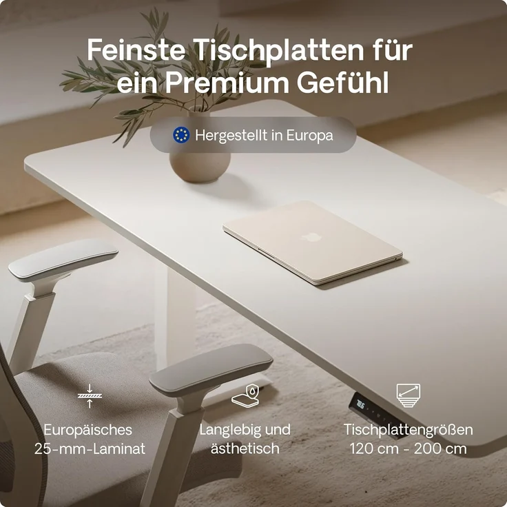 Höhenverstellbarer Schreibtisch - Höhenverstellbar Elektrisch mit Flüsterleisem Dual-Motor & Touchscreen - Hohe Tragfähigkeit - Stehtisch von Desktronic, Weiß + Weiß, 200x80 cm – Bild 8