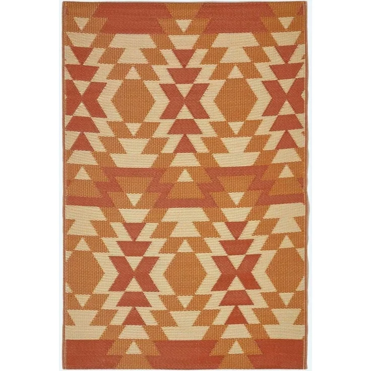 Homescapes Outdoorteppich Outdoor-Teppich Anya 120 x 180 cm – Ethno-Muster, rot-orange, rechteckig, Höhe: 20 mm – Bild 1