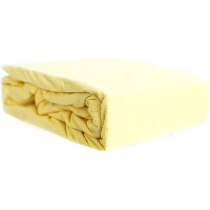 Jersey Spannbettlaken 100% Baumwolle 200-200x220 cm + 40 cm Rundumgummizug Gelb – Bild 1