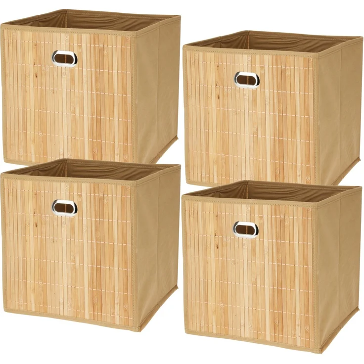 Koopman Aufbewahrungsbox Schrankbox Aufbewahrung 31x31 cm Bambus 1/2/4 er Set (4 St), Leicht, Hellbraun, Regal, Faltbar, Aufbewahrungsbox – Bild 1