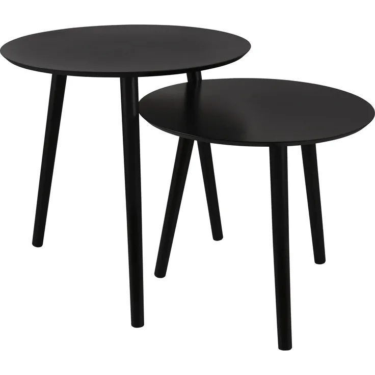 MIRRORS AND MORE 'Vilana' Beistelltisch 2er-Set MDF, schwarz, Ø50x50cm, Ø45x40cm