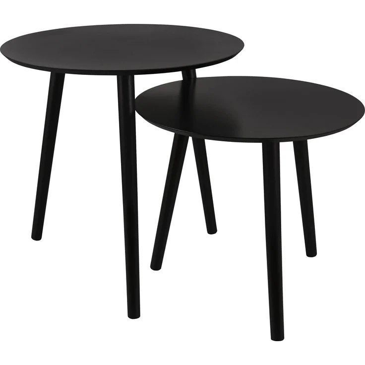 MIRRORS AND MORE 'Vilana' Beistelltisch 2er-Set MDF, schwarz, Ø50x50cm, Ø45x40cm – Bild 1