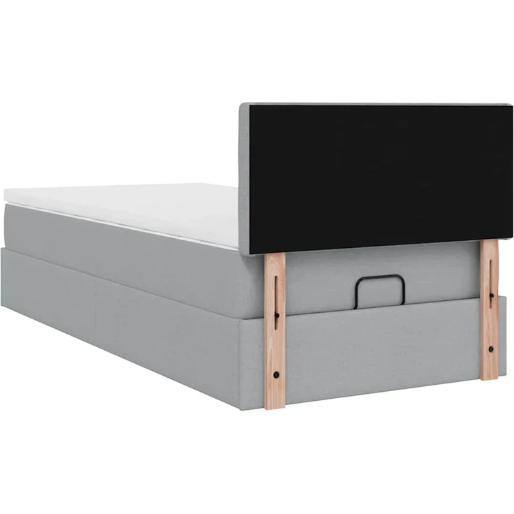 vidaXL Ottoman-Bett mit Matratze & LEDs Hellgrau 100x200 cm Stoff 3312450 – Bild 9