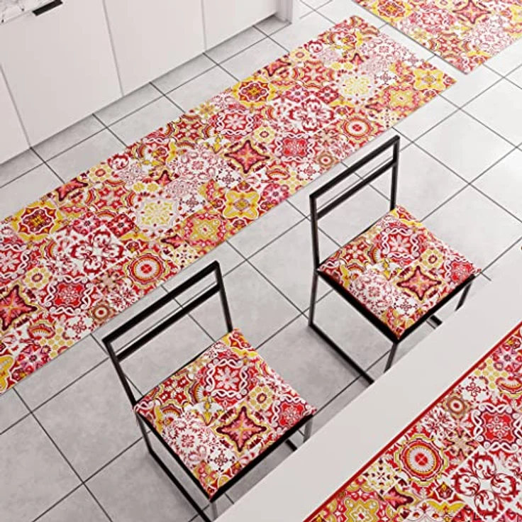 PETTI Artigiani Italiani - Teppich für Küche, rutschfest, waschbar, Läufer für Küche, Teppich, Küchenläufer, 52 x 340 cm, Design Vietri Rot, 100% Made in Italy – Bild 3