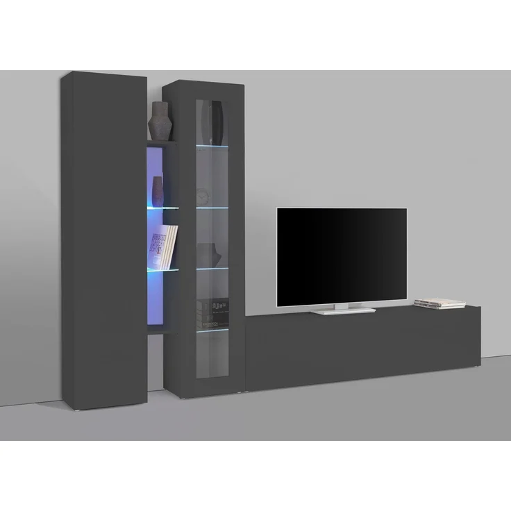 Wohnwand >Benevent< (4-teilig) in Anthrazit matt - 280x180x30 (BxHxT) – Bild 1