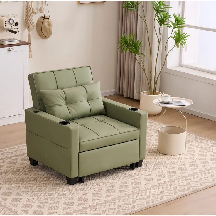 Schlafsessel 3-in-1 74cm×87cm×84cm in Avocado als Sessel, Liegestuhl und ausziehbares Schlafsofa – Bild 3