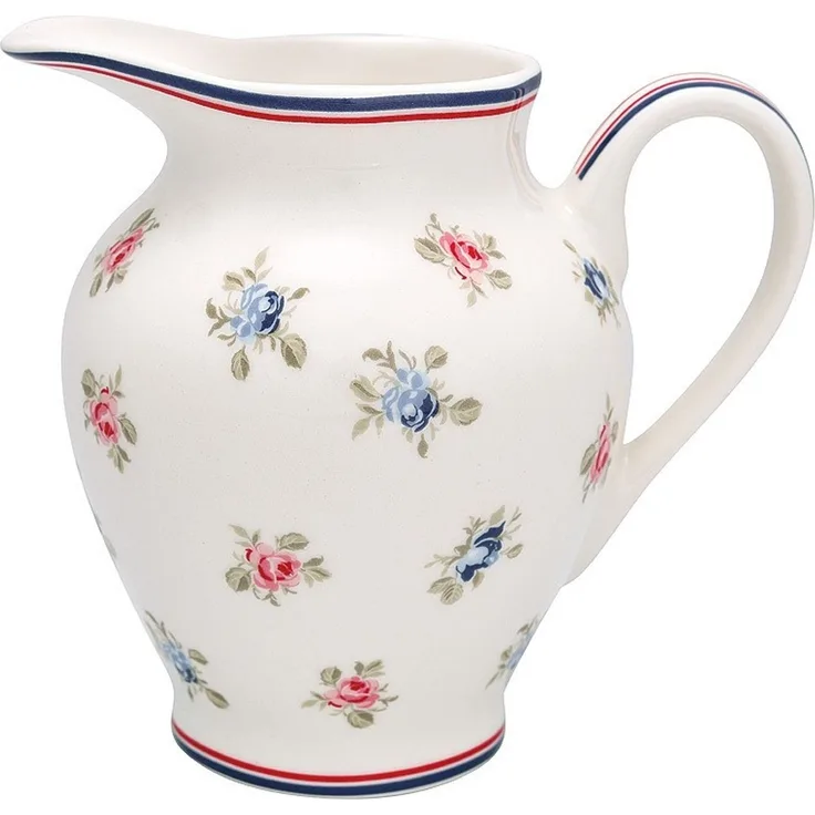 Greengate Milchkännchen Hailey White Steingut Weiß Blumen