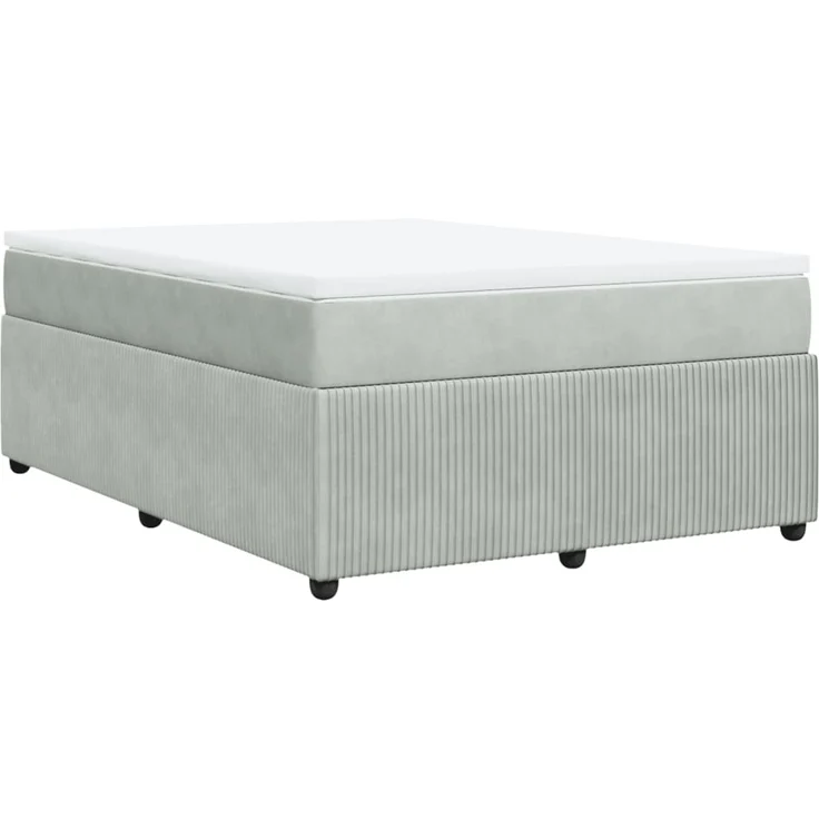 vidaXL Boxspringbett mit Matratze Hellgrau 140x190 cm Samt 3285638 – Bild 9