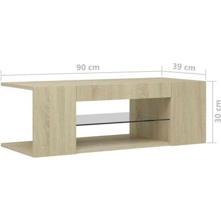 vidaXL TV-Schrank mit LED-Leuchten Sonoma-Eiche 90x39x30cm 804241 – Bild 9