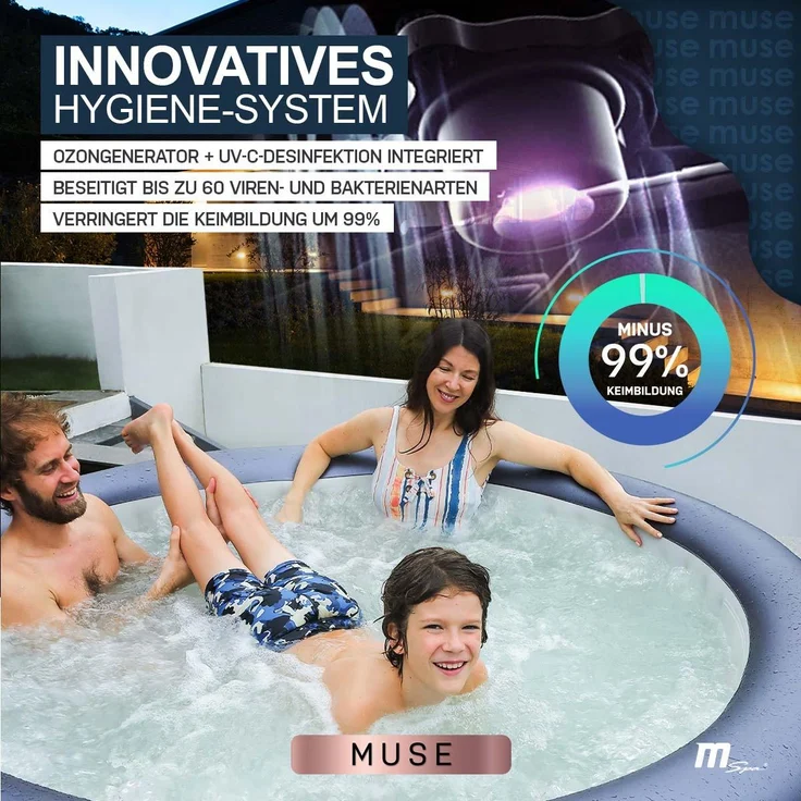 Aufblasbarer Whirlpool rund MSPA CARLTON Outdoor Garten Massage-Düsen Pool – Bild 10