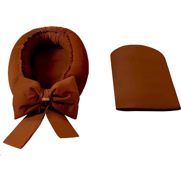 Kuschelnest Babynest Babynestchen Nestchen Reisebett Wickelauflage mit Schleife (Farbe: braun) – Bild 3