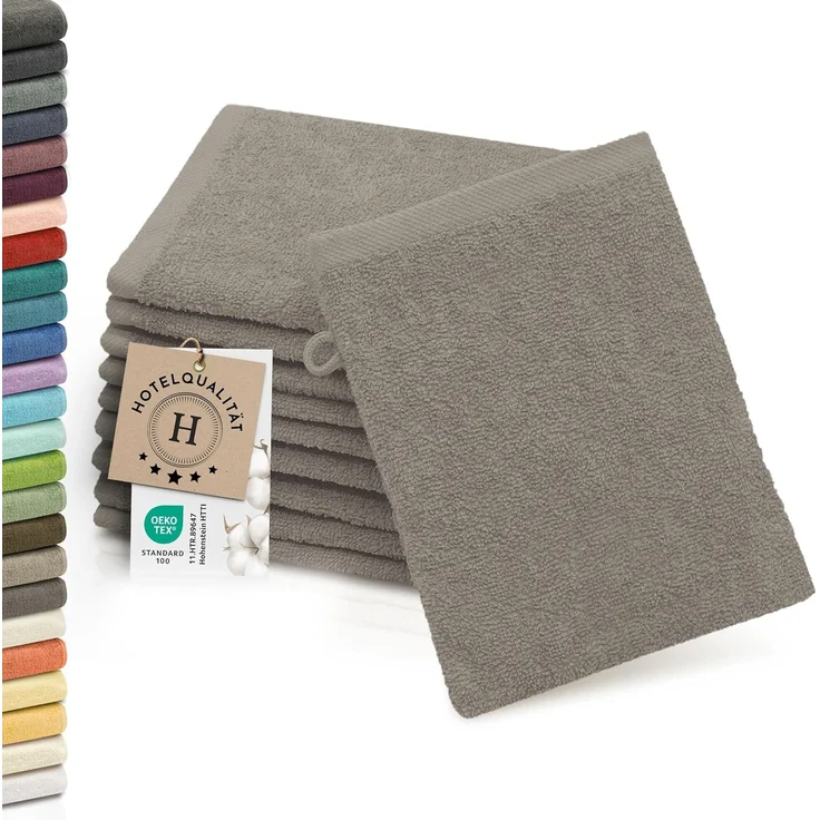 ZOLLNER Waschlappen, (10-St), dauerhaft strahlende Farben, weich, 16 x 21 cm, 100% Baumwolle, vom Hotelwäschespezialisten – Bild 1
