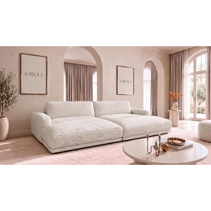KAWOLA Big Sofa MARLIN Stoff cremeweiß 80 x 168 x 262 cm