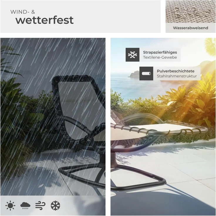 tectake Gartenliege Toulon, 1 St, Ergonomische Gartenliege mit sanfter Schwingfunktion – Bild 7