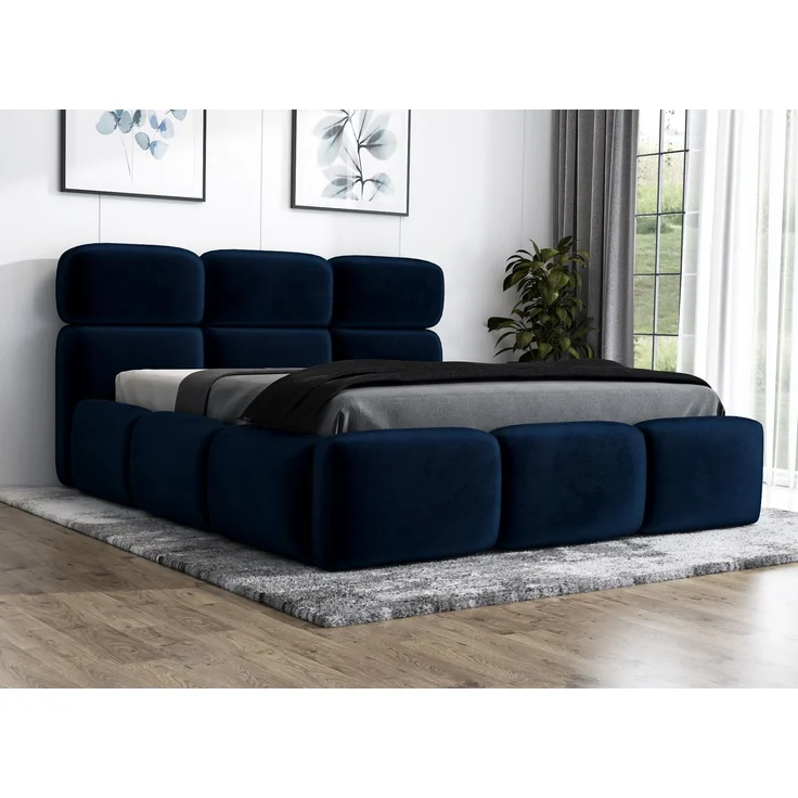 Polsterbett MAROKO 120x200 ohne Matratze mit Bettkasten und Lattenrost. Farbe: Blau 11 – Bild 2