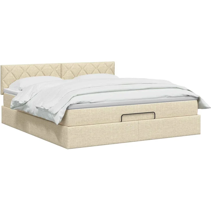 vidaXL Ottoman Bett mit Matratze mit Kopfteil Creme 140 x 190 cm Stoff 3456411 – Bild 3