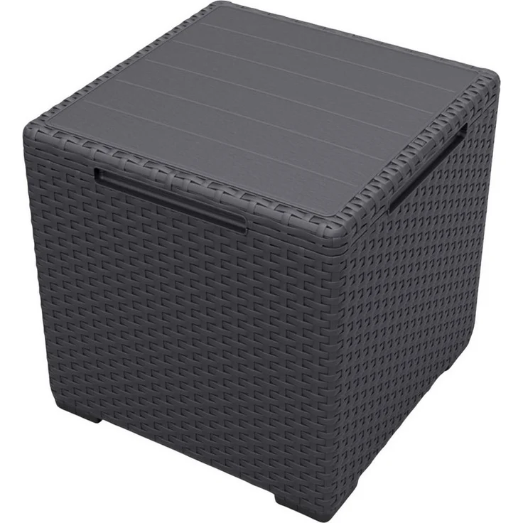 Aufbewahrungsbox 3in1 Schwarz Beistelltisch Hocker Gartentruhe 37x37x37cm – Bild 1