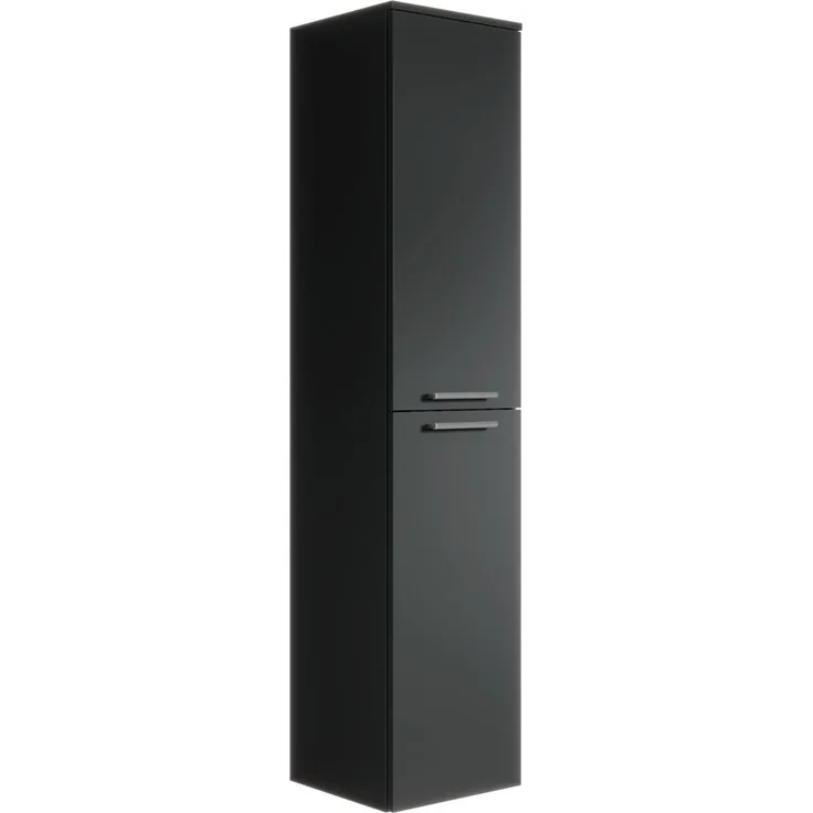 Badezimmerschrank Saturnus 35 x 35 x 130cm - Schwarz Matt - hoher Hängeschrank mit 2 Türen
