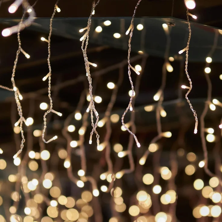SALCAR 6x1 m Eisregen LED Lichtervorhang Außen Innen, 300er LED Lichterkette Fenster Weihnachten, Weihnachtsbeleuchtung Hängend mit 9 Modi und Memory-Funktion, Warmweiß – Bild 5