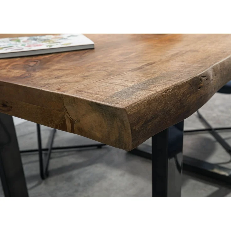 Baumtisch Mango 140x90x77 natur lackiert / U-Beine anthrazit glänzend FREEFORM 5 – Bild 6
