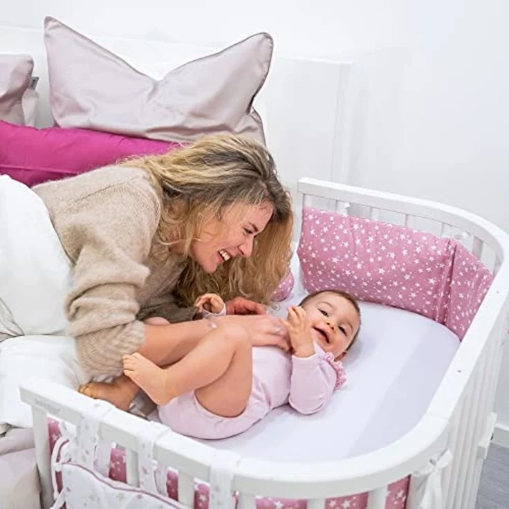 babybay Nestchen Piqué passend für Modell Boxspring XXL, weiß Sterne perlgrau – Bild 7