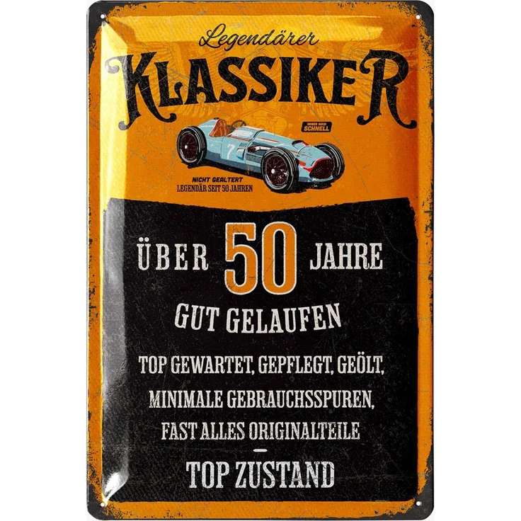 LANOLU Blechschild Geburtstag Klassiker 50 Jahre - 20x30cm – Metall – Mehrfarbig – 20218